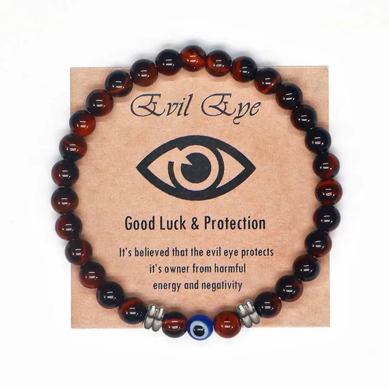 2022 Natural Tiger Eye Beaded Bracelet Men Women Turkish Amulet Protection Blue Evil Eye Bracelet for Women Spiritual Jewelry