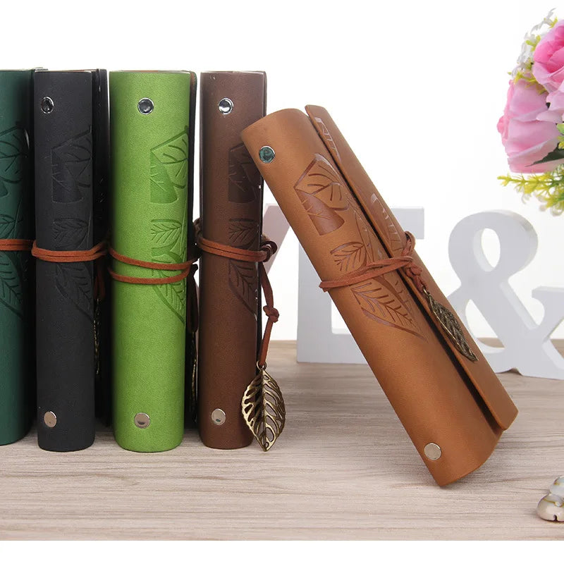 1PC Retro Leaf Notebook School Office Stationery Diary Notepad Literature PU Leather Note Book Traveler Journal Planners Gifts