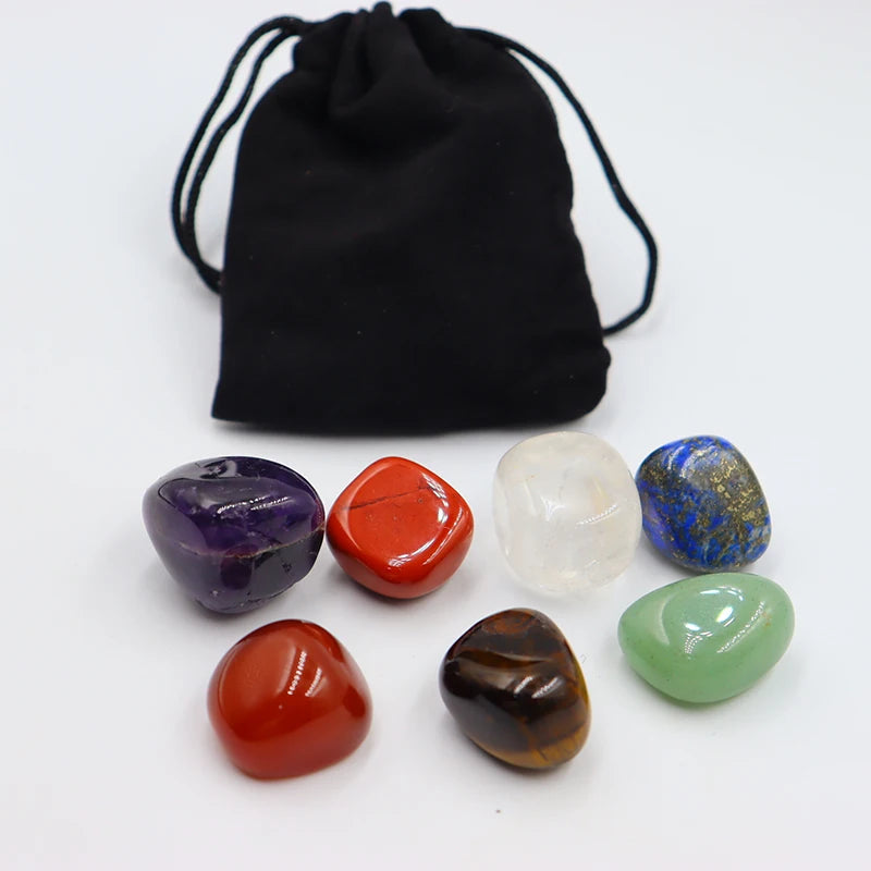 7Pc/Set Natural Crystal Yoga Polished Energy Stone Agate Chakra Reiki Healing Home Decoration Collection Popular Stones