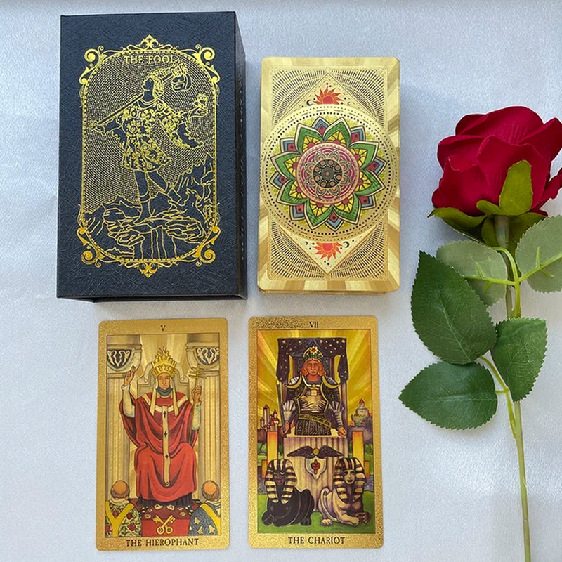 Golden 12X7Cm Tarot in Box English Affirmation Sturdy Cards Deck for Beginners with Paper Guide Book Cover Prophet