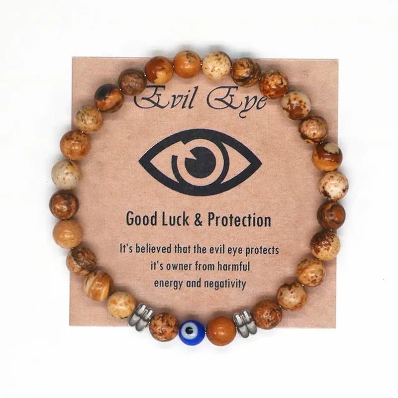 2022 Natural Tiger Eye Beaded Bracelet Men Women Turkish Amulet Protection Blue Evil Eye Bracelet for Women Spiritual Jewelry