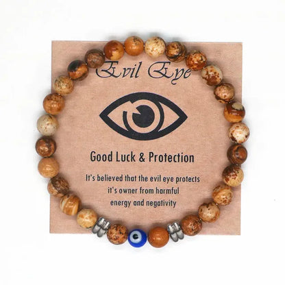 2022 Natural Tiger Eye Beaded Bracelet Men Women Turkish Amulet Protection Blue Evil Eye Bracelet for Women Spiritual Jewelry