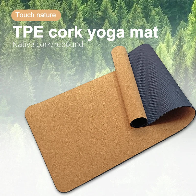 Natural Cork Yoga Mat Fodable Fitnes for Men Women Kid Lightweight Portable Pads Strap Included Non-Slip Hot Absorb Sweat