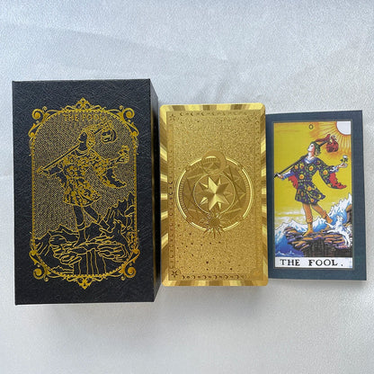 Golden 12X7Cm Tarot in Box English Affirmation Sturdy Cards Deck for Beginners with Paper Guide Book Cover Prophet