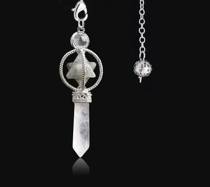 CSJA Esotericism Crystal Pendulums for Dowsing Divination Pendulum Merkaba Natural Stone Pendant Clear Quartz Red Bronze G930