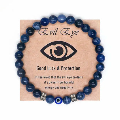 2022 Natural Tiger Eye Beaded Bracelet Men Women Turkish Amulet Protection Blue Evil Eye Bracelet for Women Spiritual Jewelry