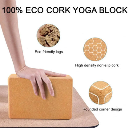 Non-Slip Yoga Block Eco-Friendly High Density Cork Yoga Block for Natural Stretching Workout Fitness Equipment Non-Slip for Yoga