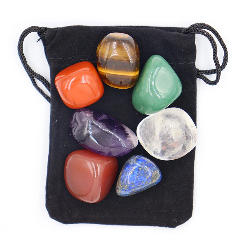 7Pc/Set Natural Crystal Yoga Polished Energy Stone Agate Chakra Reiki Healing Home Decoration Collection Popular Stones