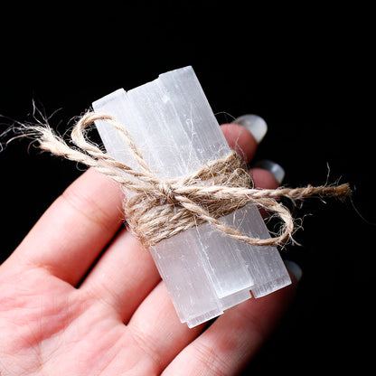 Runyangshi 10Pcs Natural Selenite Crystal Stick Chips Gypsum White Quartz Rough Minerals Specimen Point Healing Stone