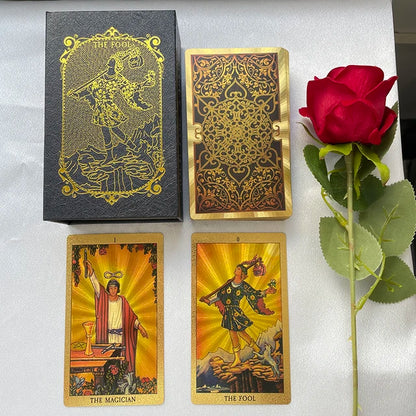 Golden 12X7Cm Tarot in Box English Affirmation Sturdy Cards Deck for Beginners with Paper Guide Book Cover Prophet