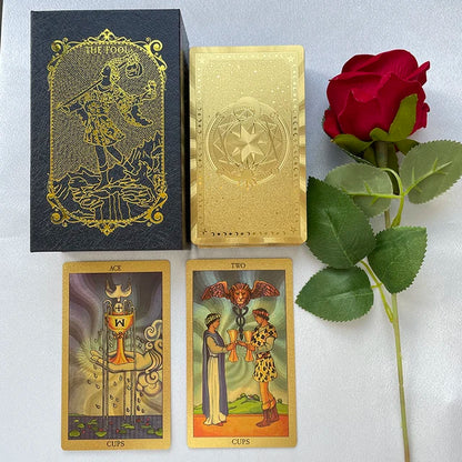 Golden 12X7Cm Tarot in Box English Affirmation Sturdy Cards Deck for Beginners with Paper Guide Book Cover Prophet