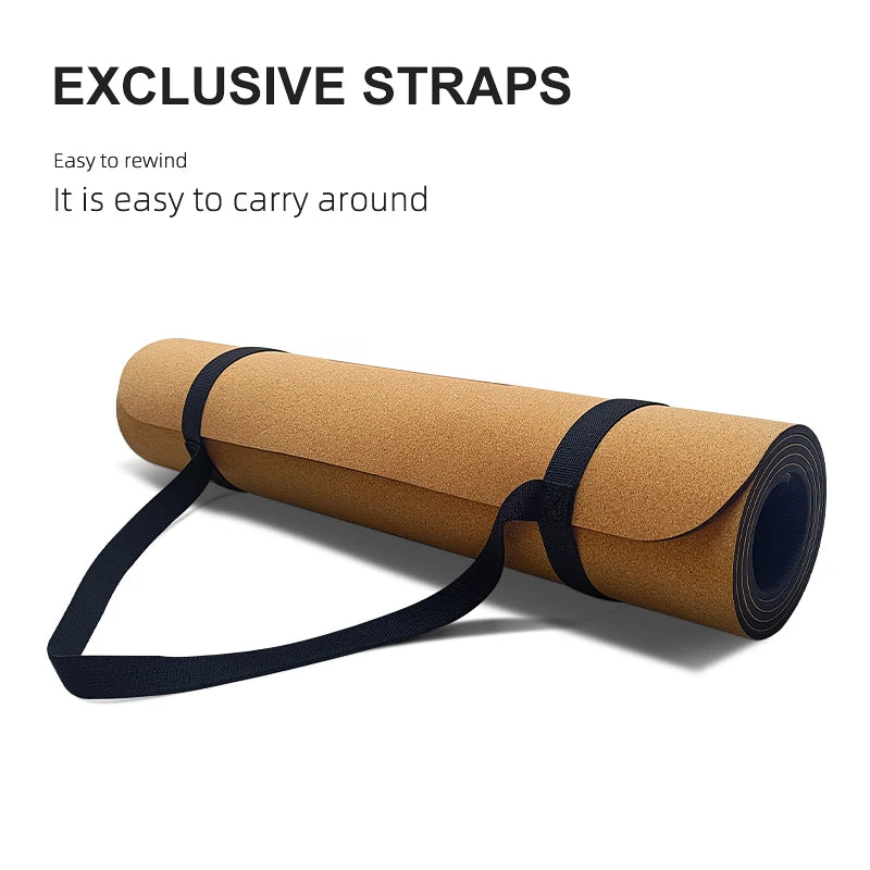 Natural Cork Yoga Mat Fodable Fitnes for Men Women Kid Lightweight Portable Pads Strap Included Non-Slip Hot Absorb Sweat