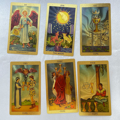 Golden 12X7Cm Tarot in Box English Affirmation Sturdy Cards Deck for Beginners with Paper Guide Book Cover Prophet