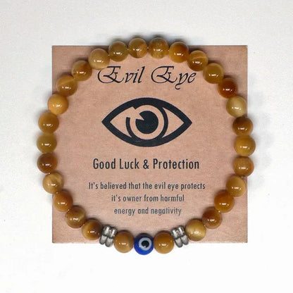 2022 Natural Tiger Eye Beaded Bracelet Men Women Turkish Amulet Protection Blue Evil Eye Bracelet for Women Spiritual Jewelry