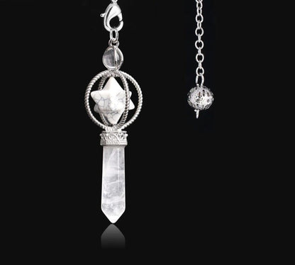 CSJA Esotericism Crystal Pendulums for Dowsing Divination Pendulum Merkaba Natural Stone Pendant Clear Quartz Red Bronze G930