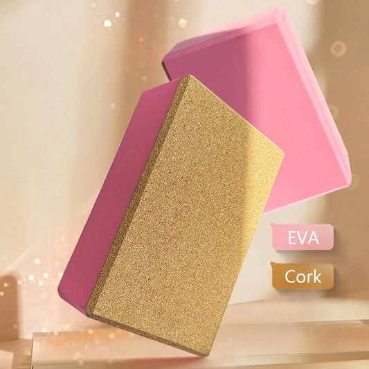 Yoga Brick EVA and Cork Synthetic Strench Exercise Yoga Block Home Use Gym Fitness Pilates Yoga Assistive Equipment for Dancing