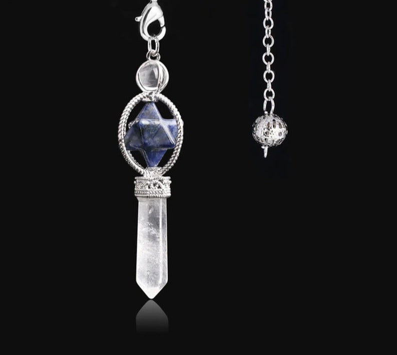 CSJA Esotericism Crystal Pendulums for Dowsing Divination Pendulum Merkaba Natural Stone Pendant Clear Quartz Red Bronze G930