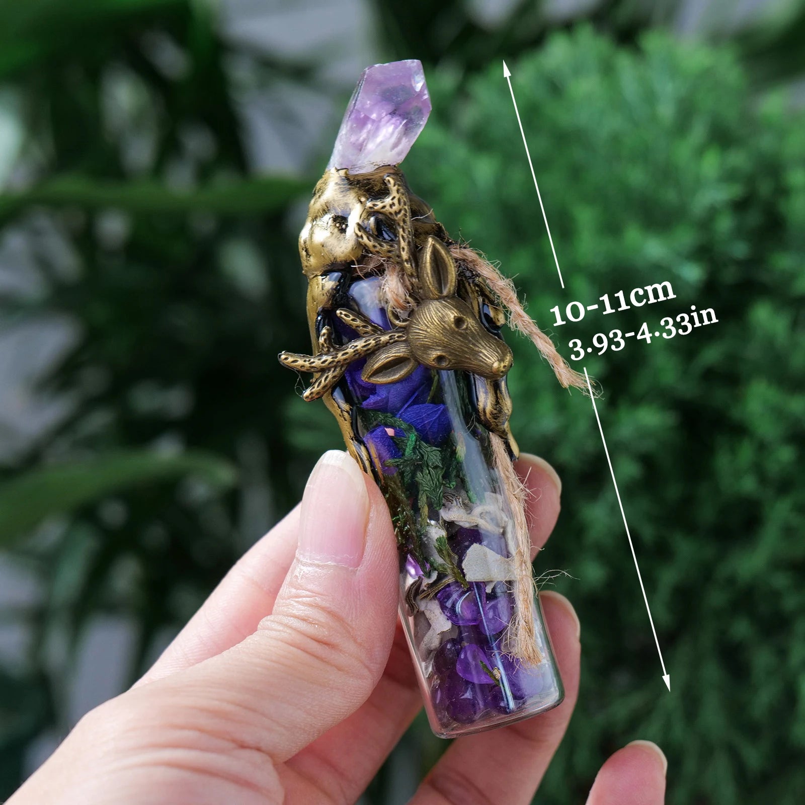 Natural Crystal Gemstone Wishing Bottle Energy Divination Container Stone Crafts Home Decor Halloween Christmas Gifts 2023